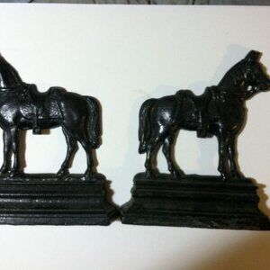 Vintage Cast Iron DOOR STOP Horse heavy 13lbs Set of 2